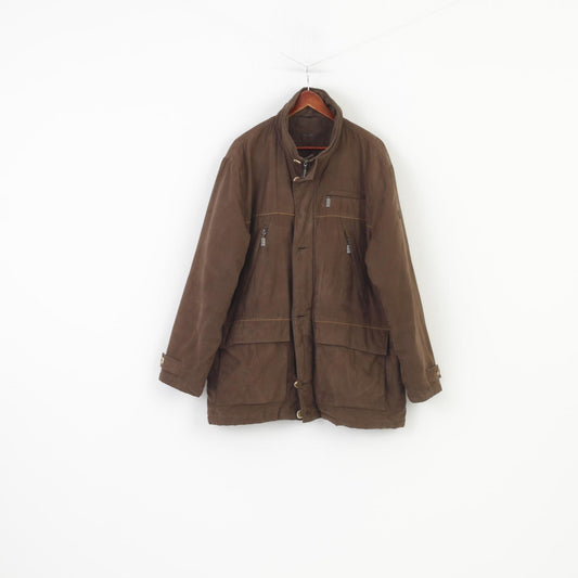 Landhaus Men 56 XL Jacket Brown Full Zipper C&A Collar Vintage Padded  Top