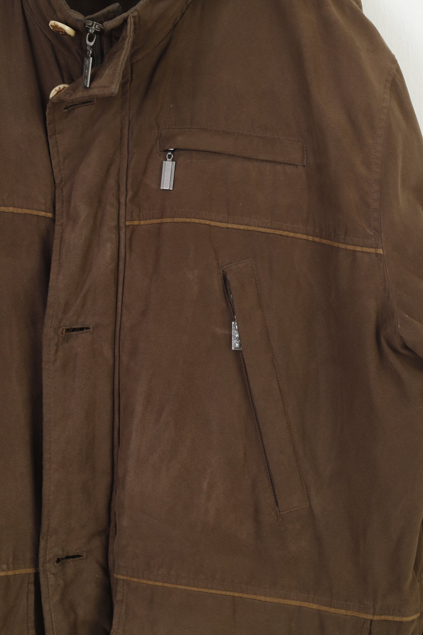 Landhaus Hommes 56 XL Veste Marron Fermeture Éclair Complète Col C&amp;A Haut Rembourré Vintage