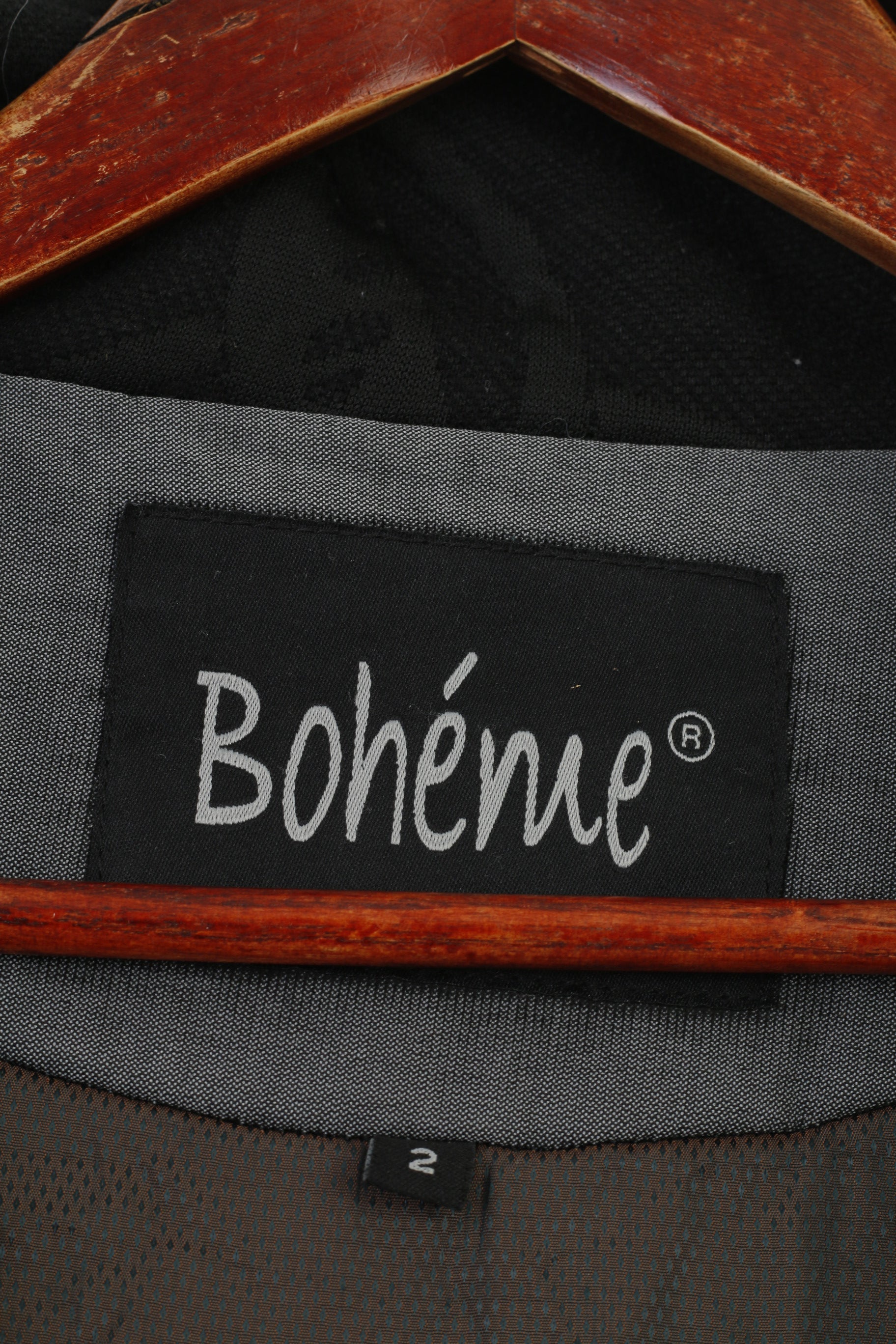 Boheme Woman 2 XL Jacket Grey Full Zipper Flower Oversize Vintage Cotton Back Zipper  Collar Top