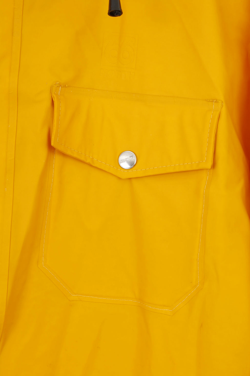 66 North Islande Ensemble imperméable 2XL pour homme avec chapeau, capuche jaune, fermeture éclair complète, poches en polyamide, haut imperméable vintage
