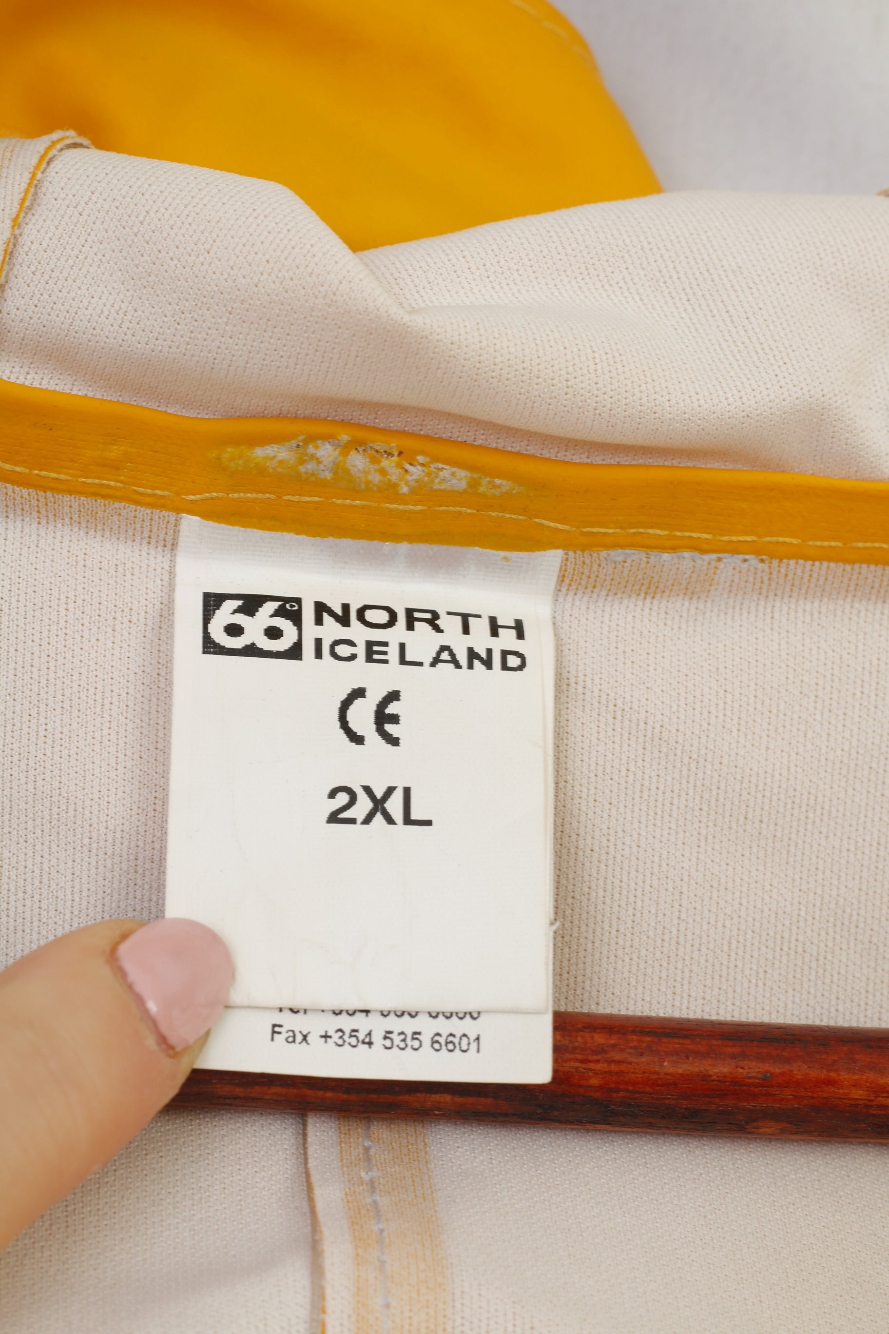 66 North Islande Ensemble imperméable 2XL pour homme avec chapeau, capuche jaune, fermeture éclair complète, poches en polyamide, haut imperméable vintage