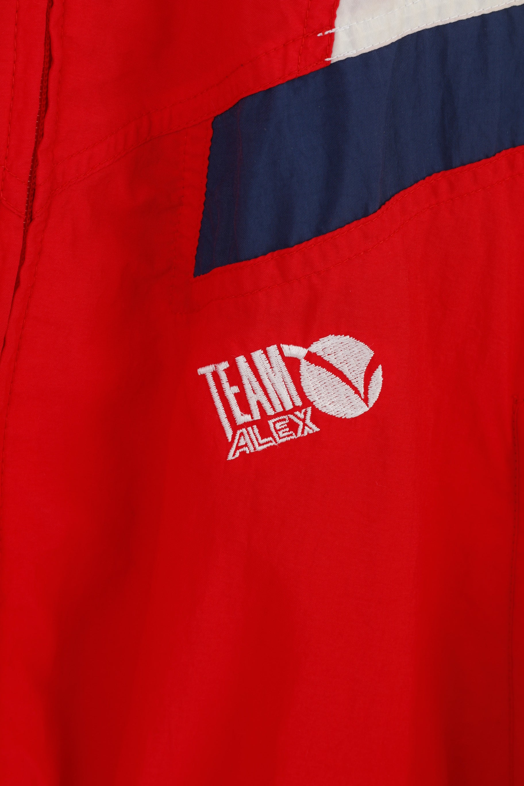Alex Athletics Giacca da uomo M Vintage Rossa con cerniera intera anni '90 Oldschool Top in poliammide