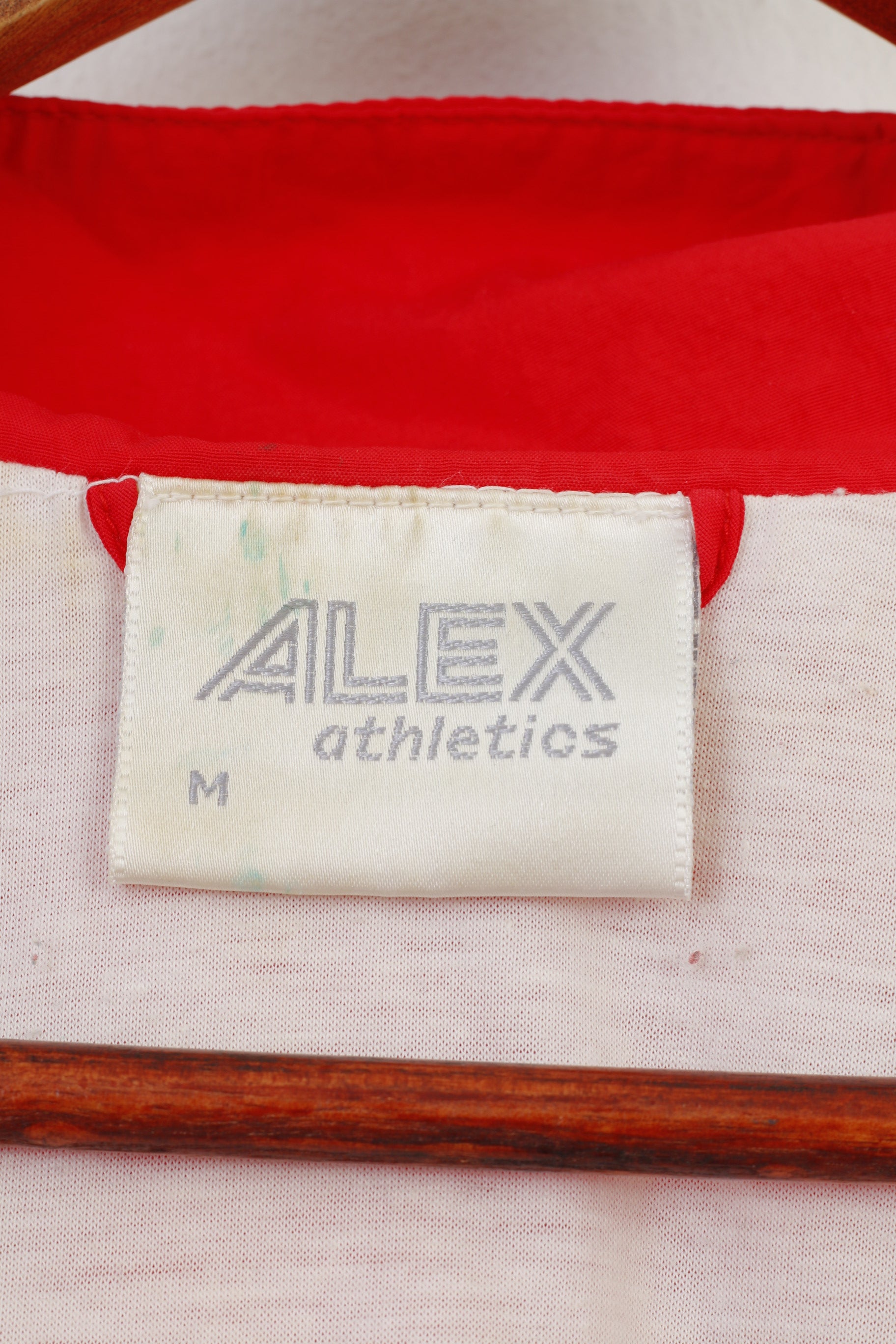 Alex Athletics Giacca da uomo M Vintage Rossa con cerniera intera anni '90 Oldschool Top in poliammide