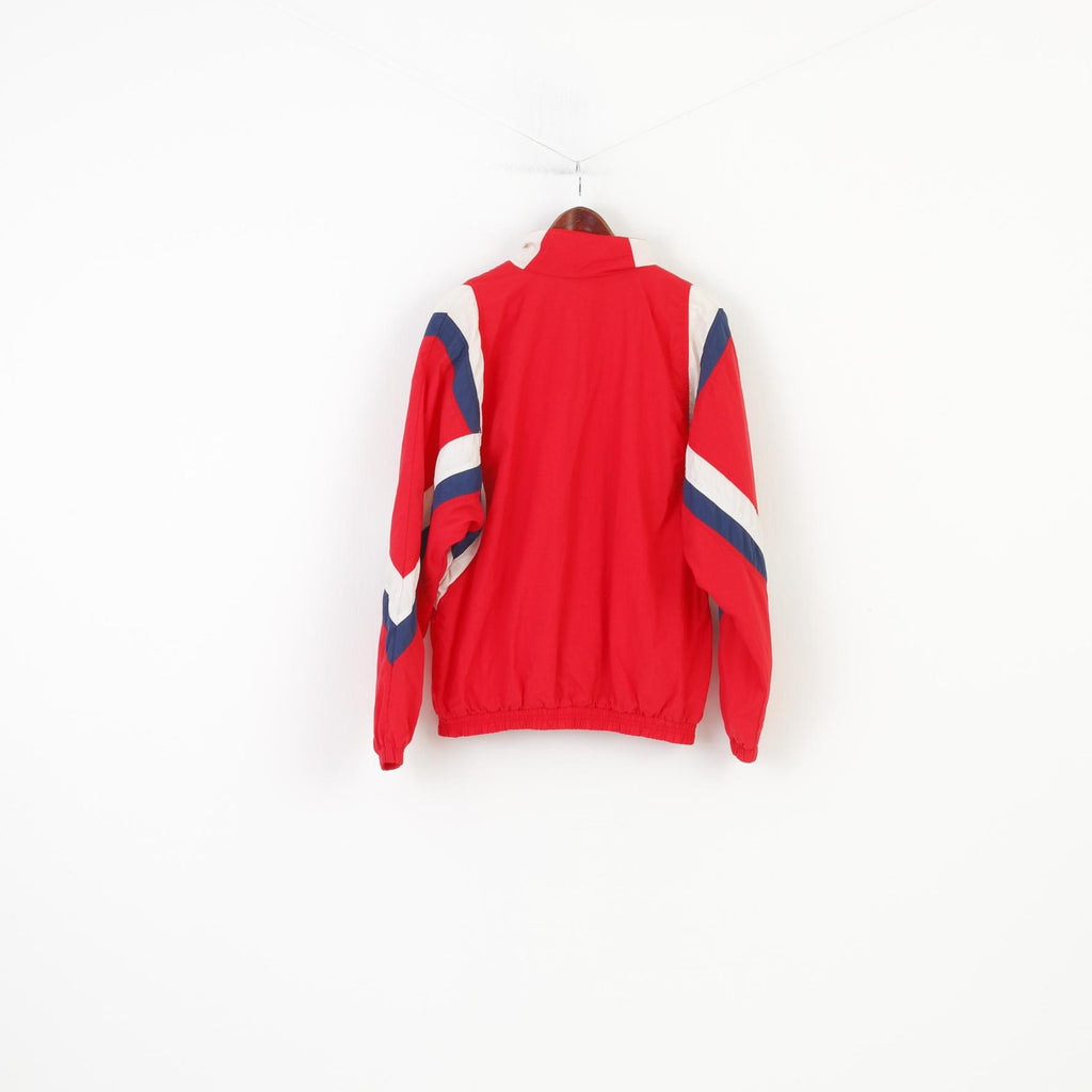 Alex Athletics Giacca da uomo M Vintage Rossa con cerniera intera anni '90 Oldschool Top in poliammide