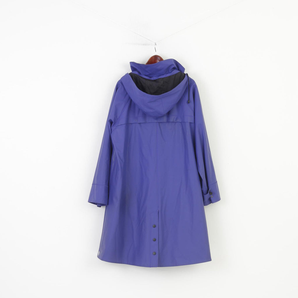 Bulder Donna 46 XXL Impermeabile Giacca viola con cappuccio in PVC con cerniera intera Top impermeabile dal design norvegese vintage