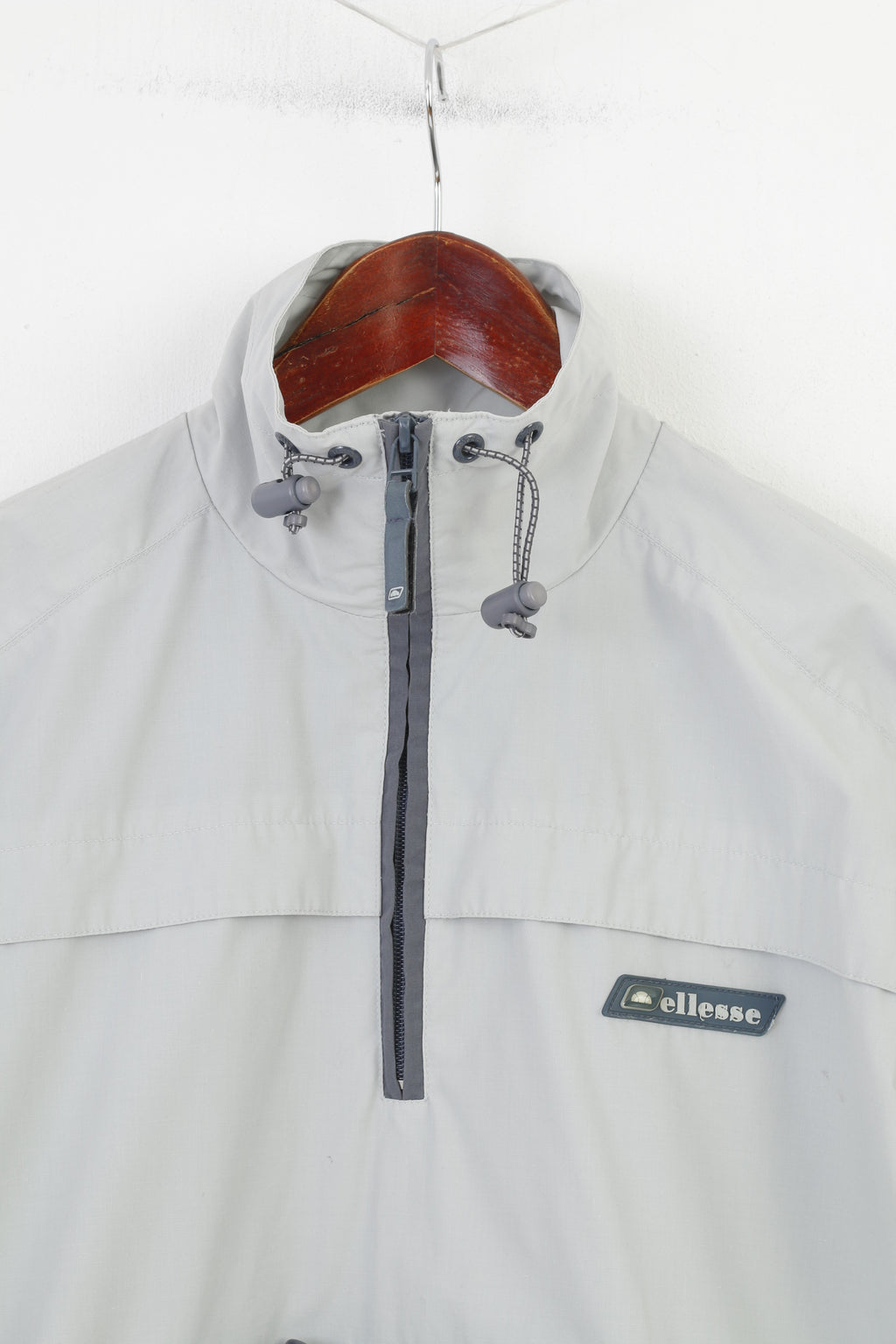 Ellesse Woman 12 M Jacket Zip Neck Grey Hood Pocket Spot Vintage Top