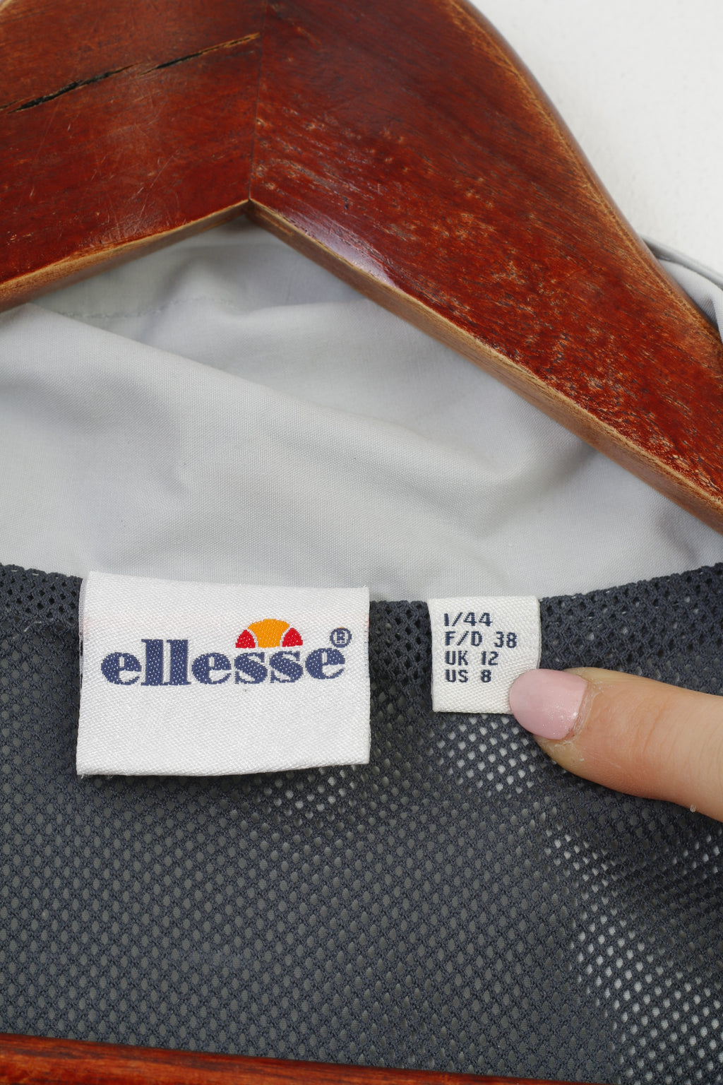 Ellesse Woman 12 M Jacket Zip Neck Grey Hood Pocket Spot Vintage Top