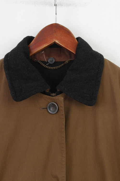 Giacca sportiva casual da donna 38 Giacca marrone con cerniera intera Fondo colletto imbottito Top vintage