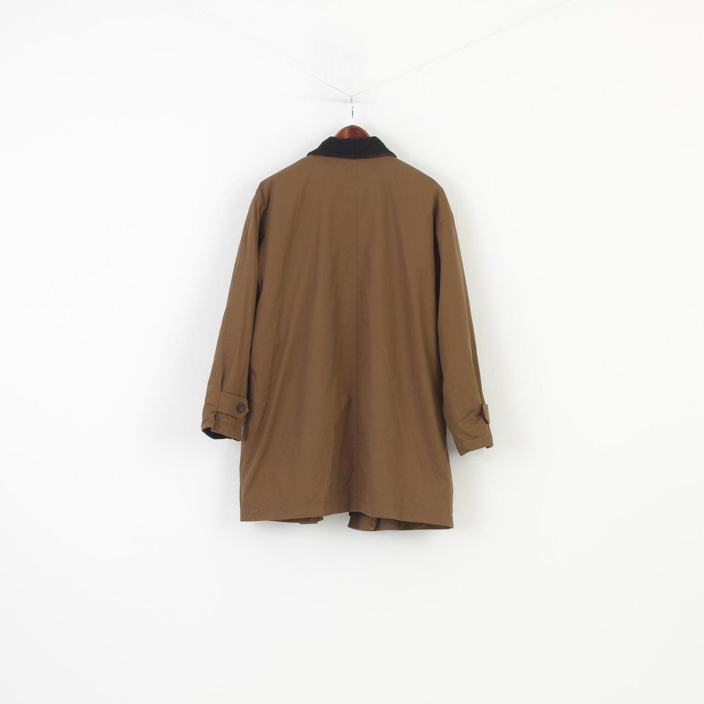 Veste de sport décontractée pour femme, 38, marron, fermeture éclair complète, bas, col rembourré, haut Vintage