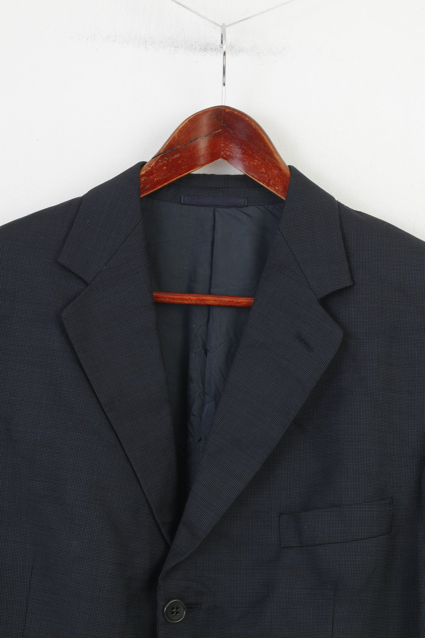 Jaeger Uomo 50 40 Blazer Navy Elegante giacca classica in lana con fondo petto