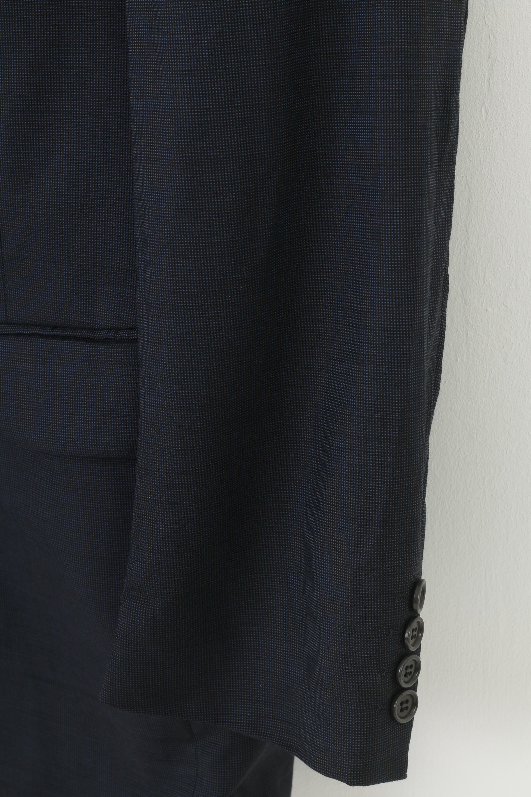 Jaeger Men 50 40 Blazer Navy Elegant Classic Breasted Bottoms Wool Vintage Jacket