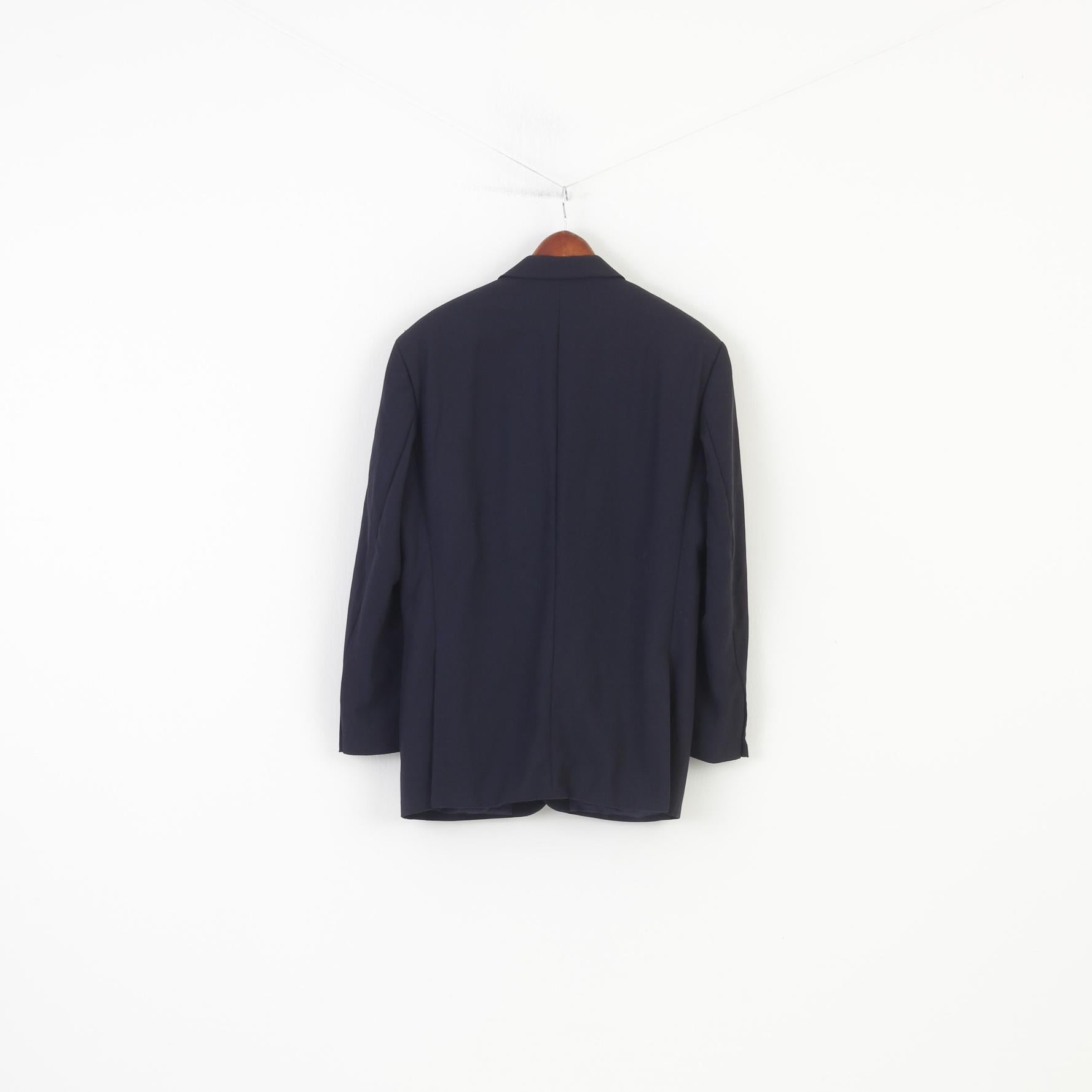 Ritex Hommes 52 Blazer Marine Laine Boutonnage Col Élégant Bas Classique Suisse Veste