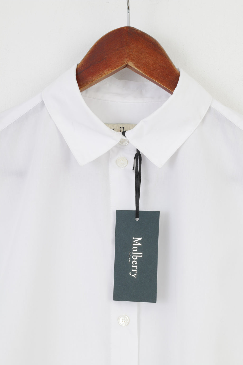 NOUVEAU Mulberry Femme 12 L Chemise Décontractée Blanc Manches Longues Col Élégant Haut