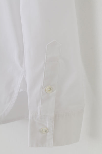 NUOVA camicia casual da donna Mulberry 12 L Top bianco con colletto elegante a maniche lunghe