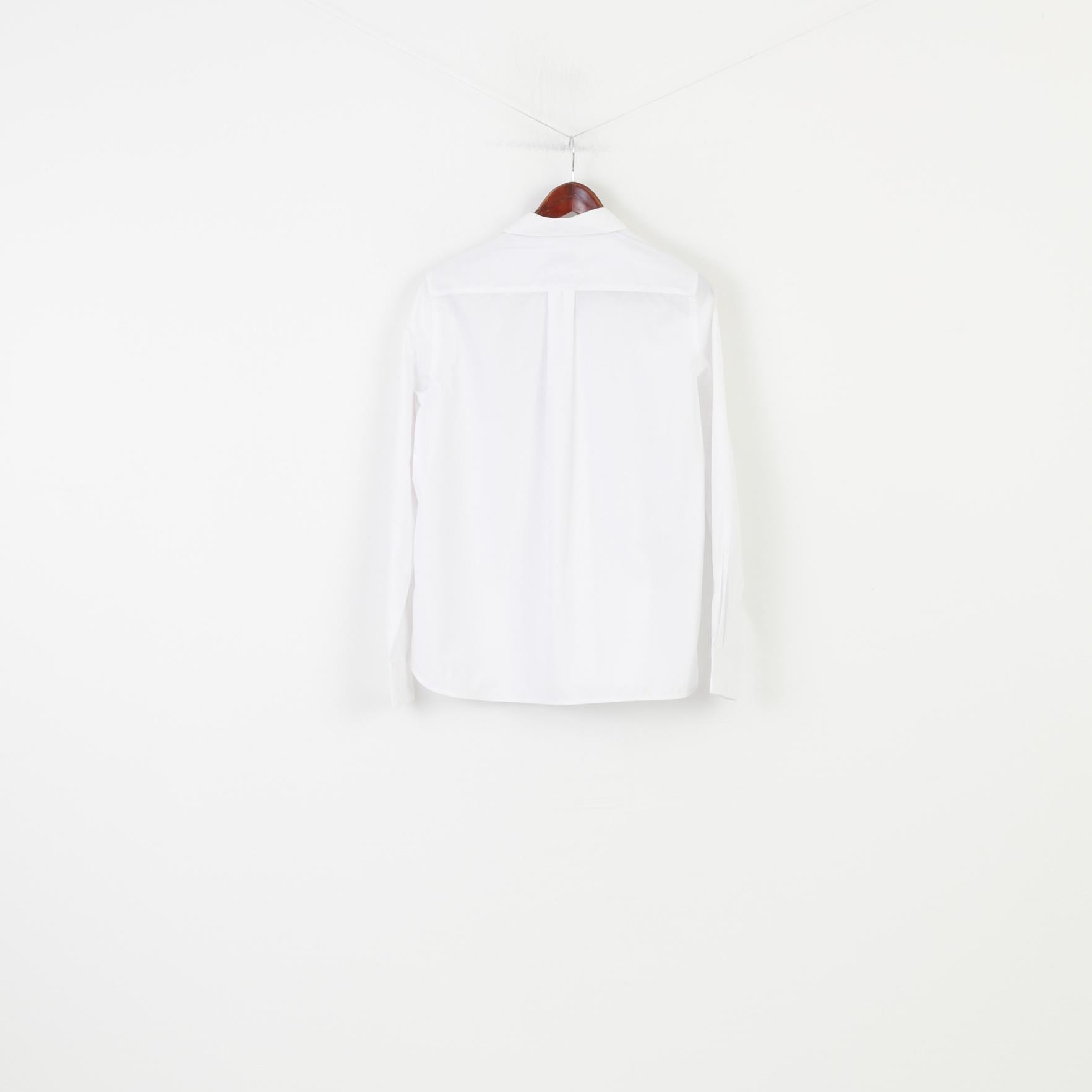 NOUVEAU Mulberry Femme 12 L Chemise Décontractée Blanc Manches Longues Col Élégant Haut