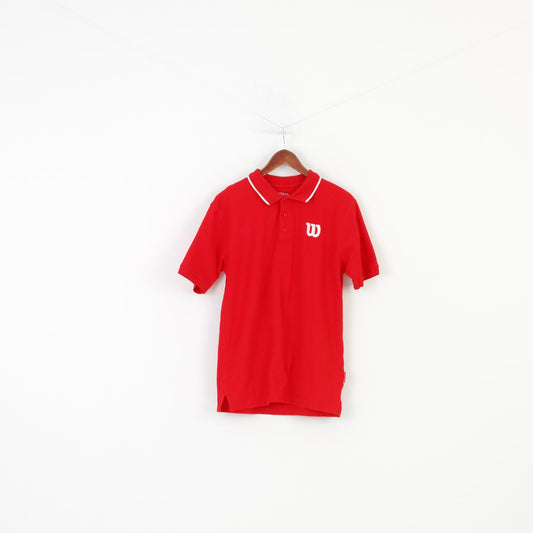 Wilson Men L Polo Shirt Red Short Sleeve Collar Cotton Top