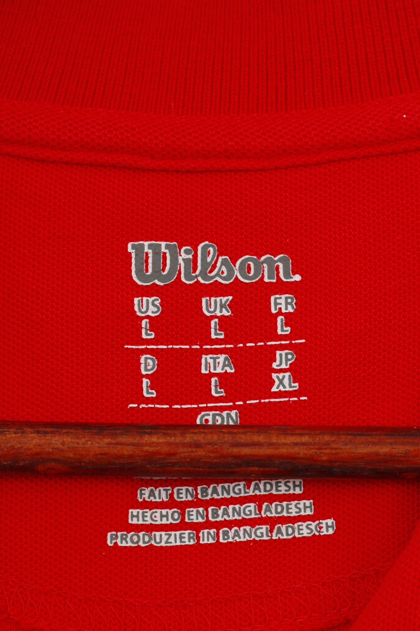 Wilson Men L Polo Rouge Manches Courtes Col Haut En Coton