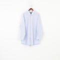 Hugo Boss Men 49 19 1/2 Casual Shirt Striped Blue Lonh Sleeve Fit Cotton Top