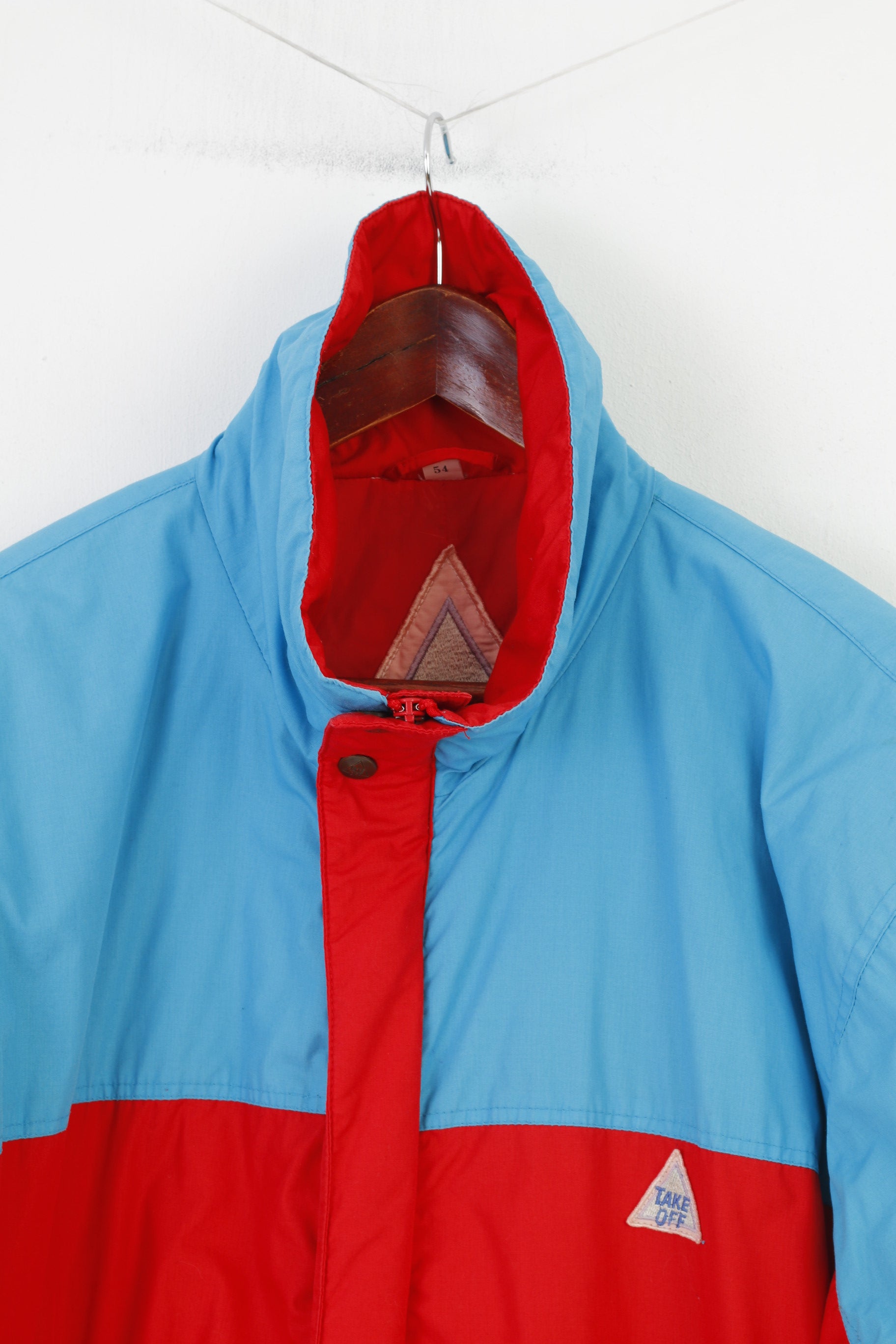 Take Off Men 54 L Ski Suit One Piece Red Retro Vintage Winter Full Zipper Snowsuit