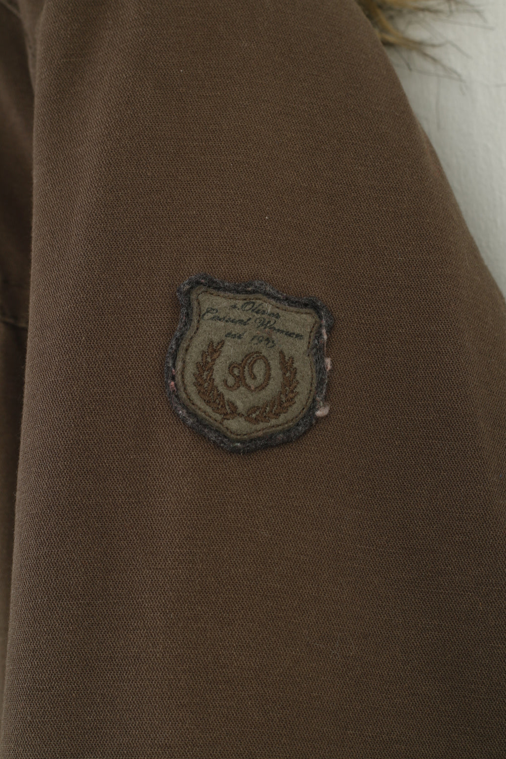 S.Oliver Woman M Jacket Khaki Padded Hood Vintage Cotton Pockets Full Zipper  Top