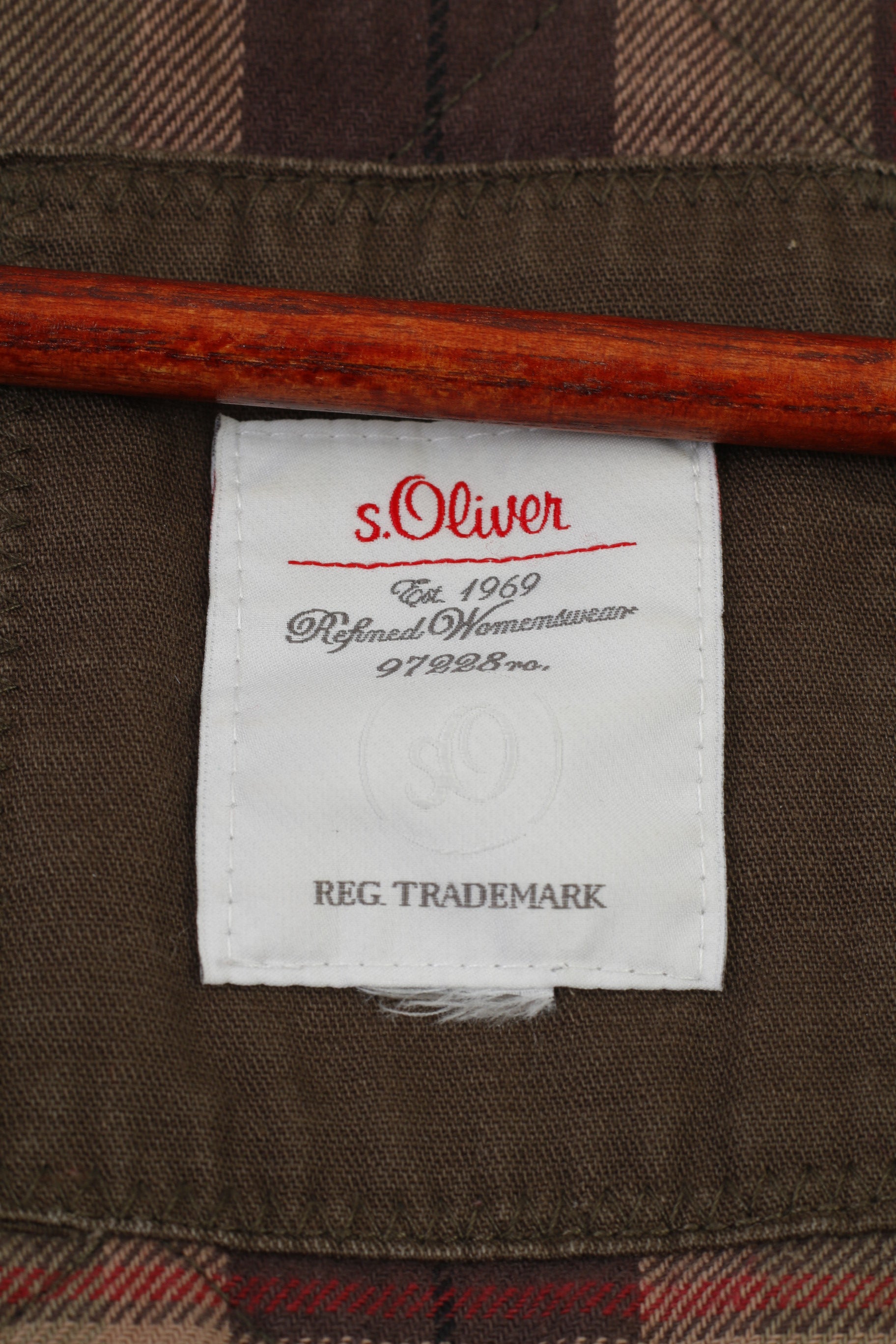 S.Oliver Woman M Jacket Khaki Padded Hood Vintage Cotton Pockets Full Zipper  Top