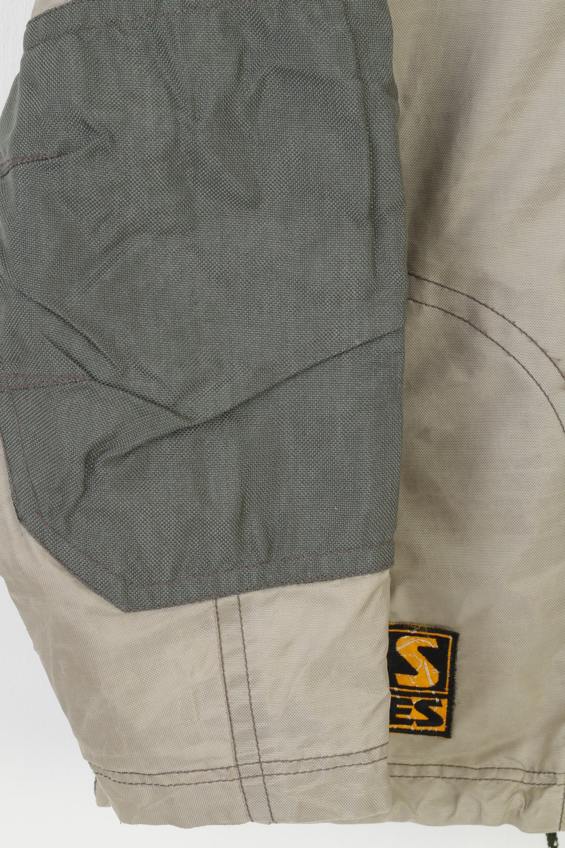 EXES Men M Jacket Beige Full Zipper Vintage Retractable Hood Polyamid Outwear Top