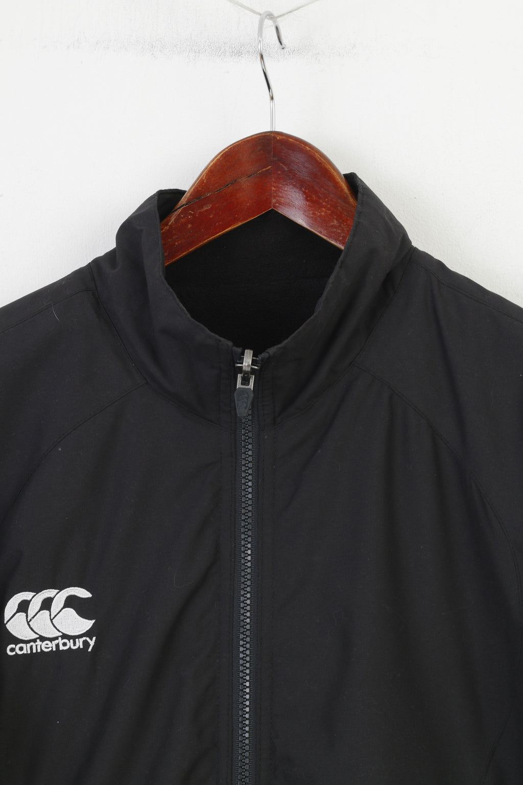 Canterbury Boys 14 Age Jacket Black Fleece Double Side Vintage Full Zipper Top