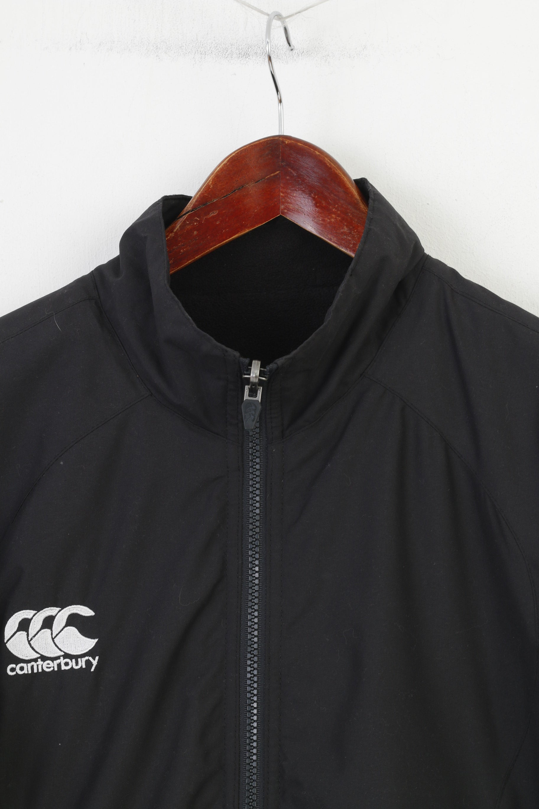 Canterbury Veste pour garçon de 14 ans en polaire noire double face vintage avec fermeture éclair complète 