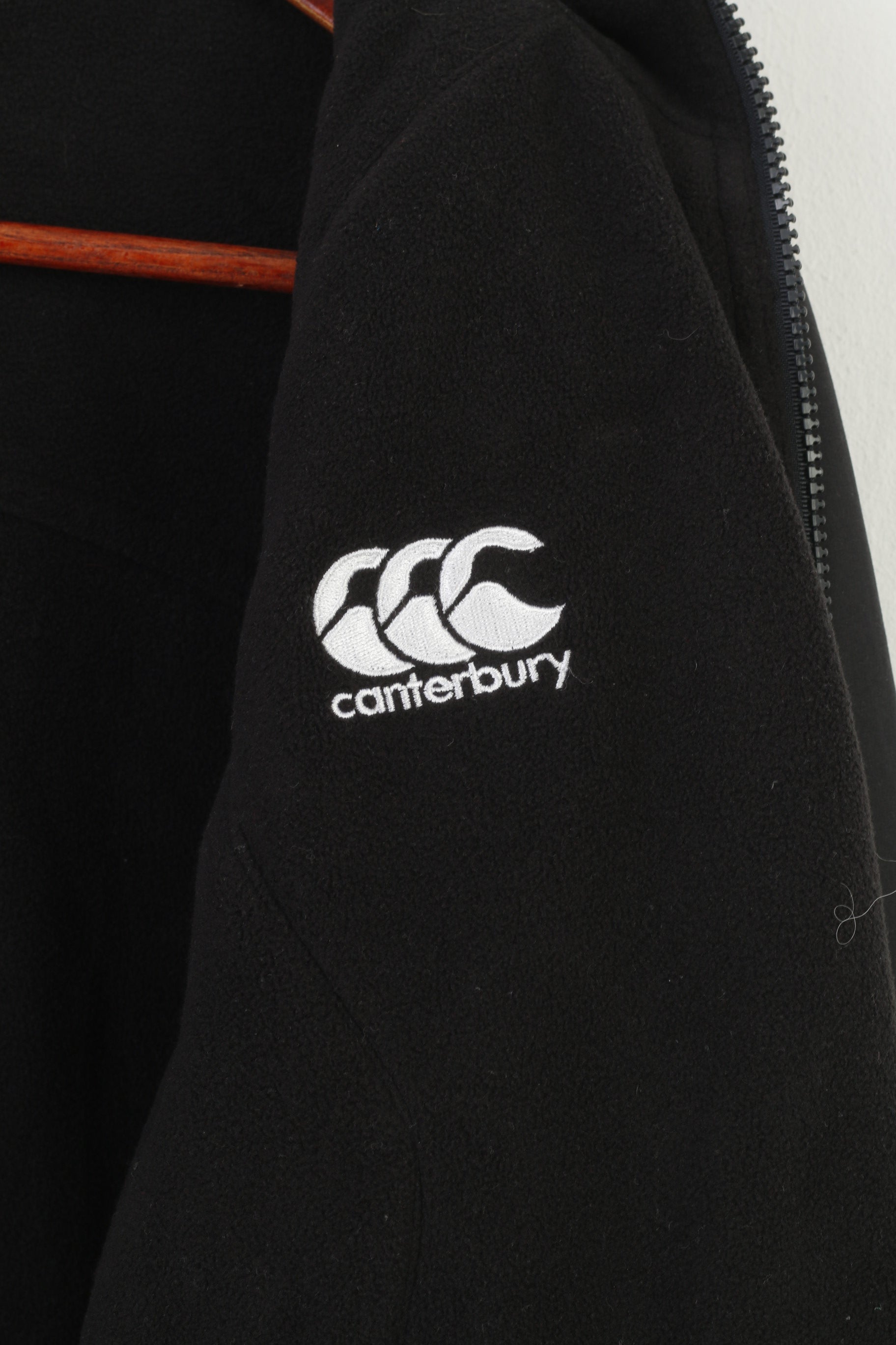 Canterbury Veste pour garçon de 14 ans en polaire noire double face vintage avec fermeture éclair complète 
