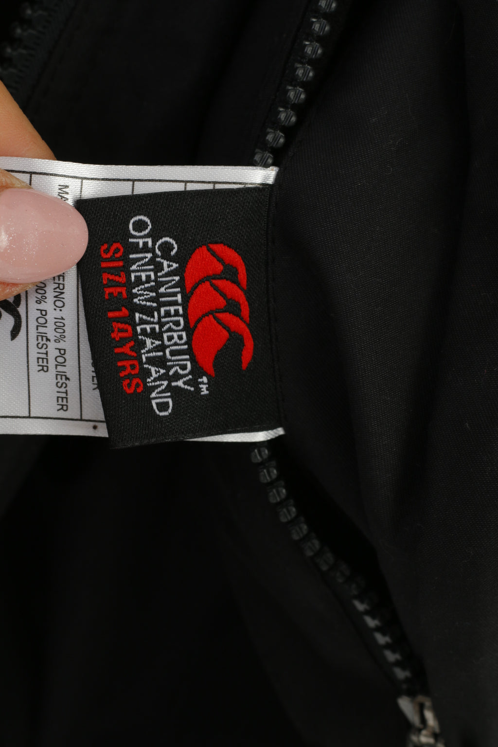 Canterbury Boys 14 Age Jacket Black Fleece Double Side Vintage Full Zipper Top