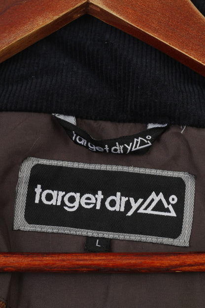 Target Dry Men L Manteau Marron Long Fermeture Éclair Complète Imperméable Vintage Top