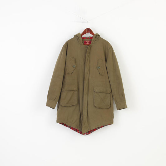 Merc Men M Jacket Full Zipper Khaki Hood Pockets Vintage Top