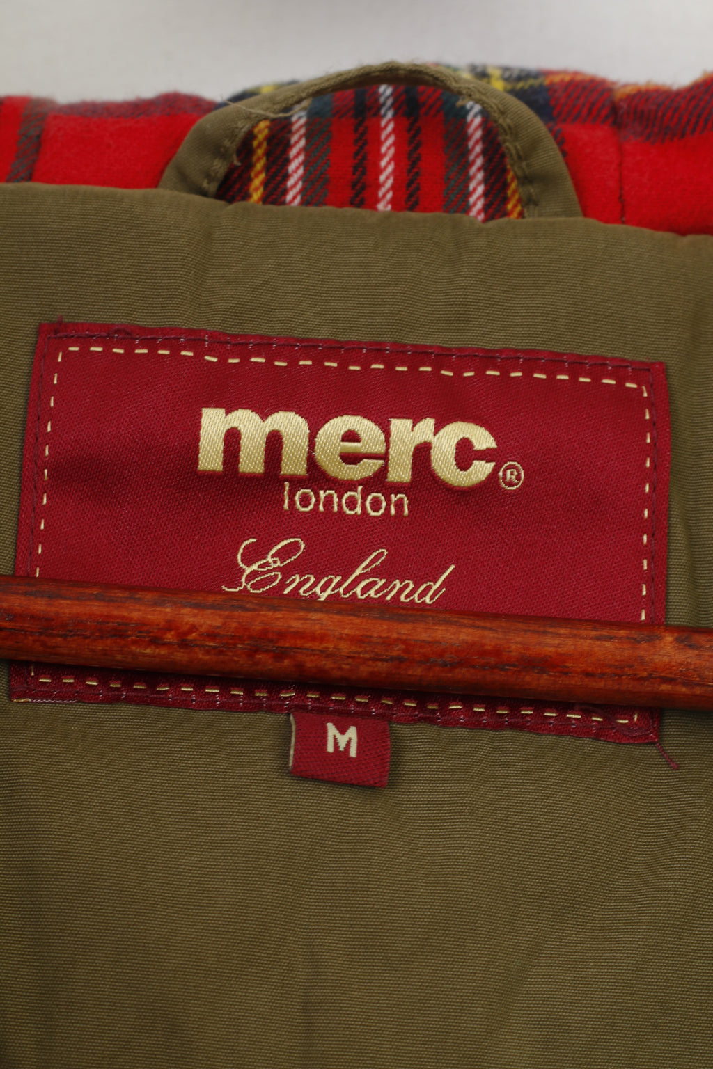 Giacca Merc da uomo M con cerniera intera, tasche con cappuccio color kaki, top vintage