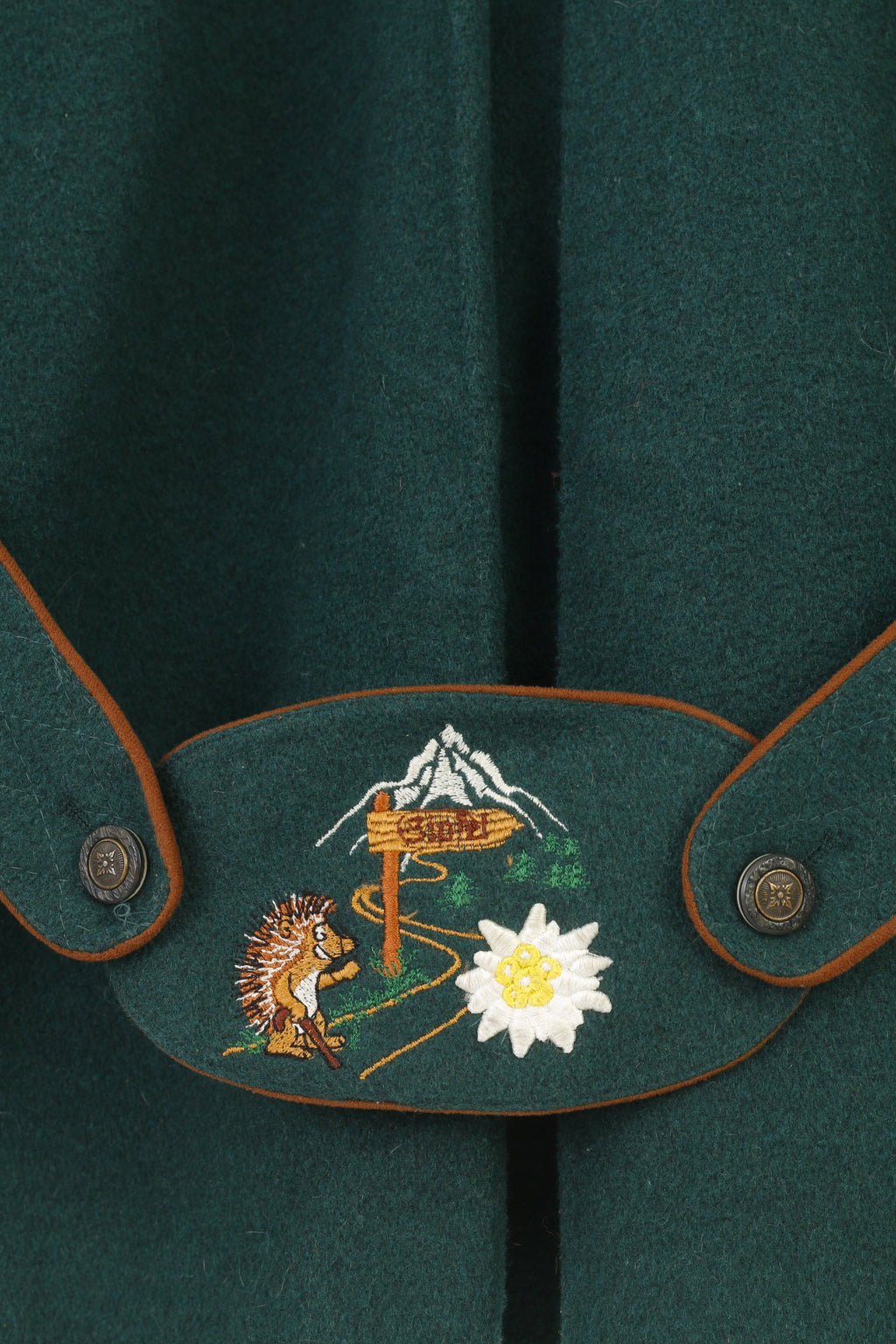 Vintage Woman L Jacket Green Bottoms Collar Embroidery Tyrol Trachten Top