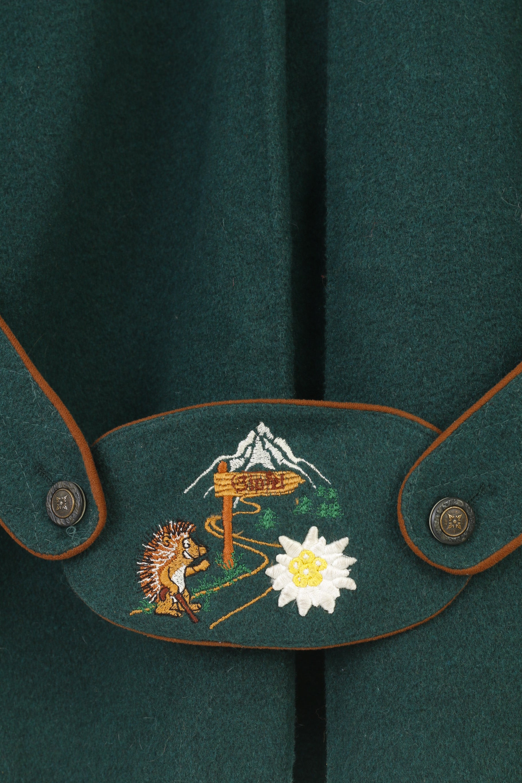 Vintage Woman L Jacket Green Bottoms Collar Embroidery Tyrol Trachten Top