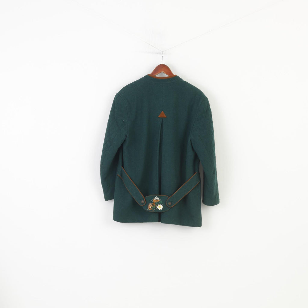 Vintage Woman L Jacket Green Bottoms Collar Embroidery Tyrol Trachten Top