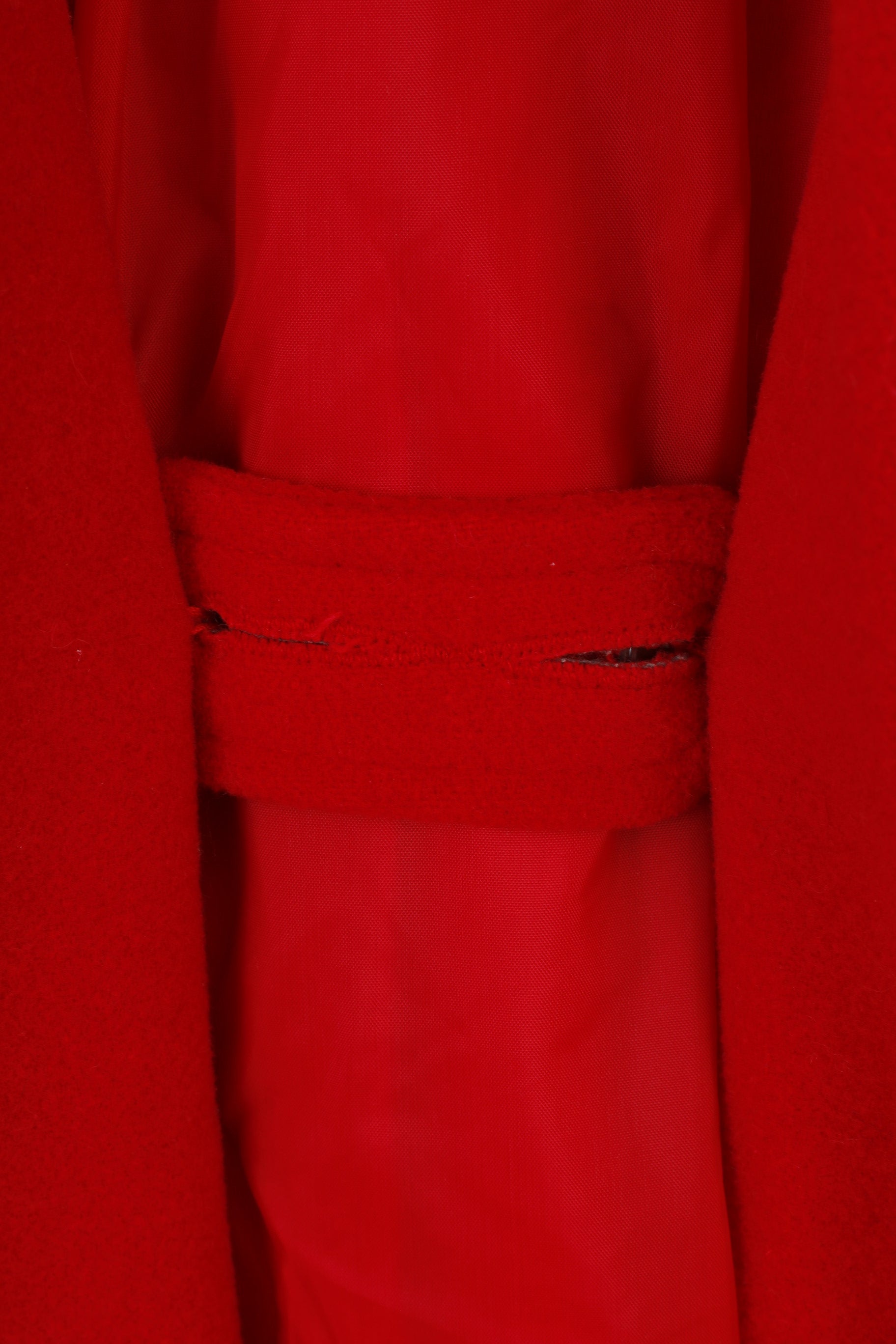 Wool-Cashmere Woman 10 XXL Coat Red Collar Finest Quality Wool Open Front Vintage Oversize Top