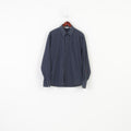 Lee Cooper Men L Casual Shirt Navy Long Sleeve Colar Cotton Top