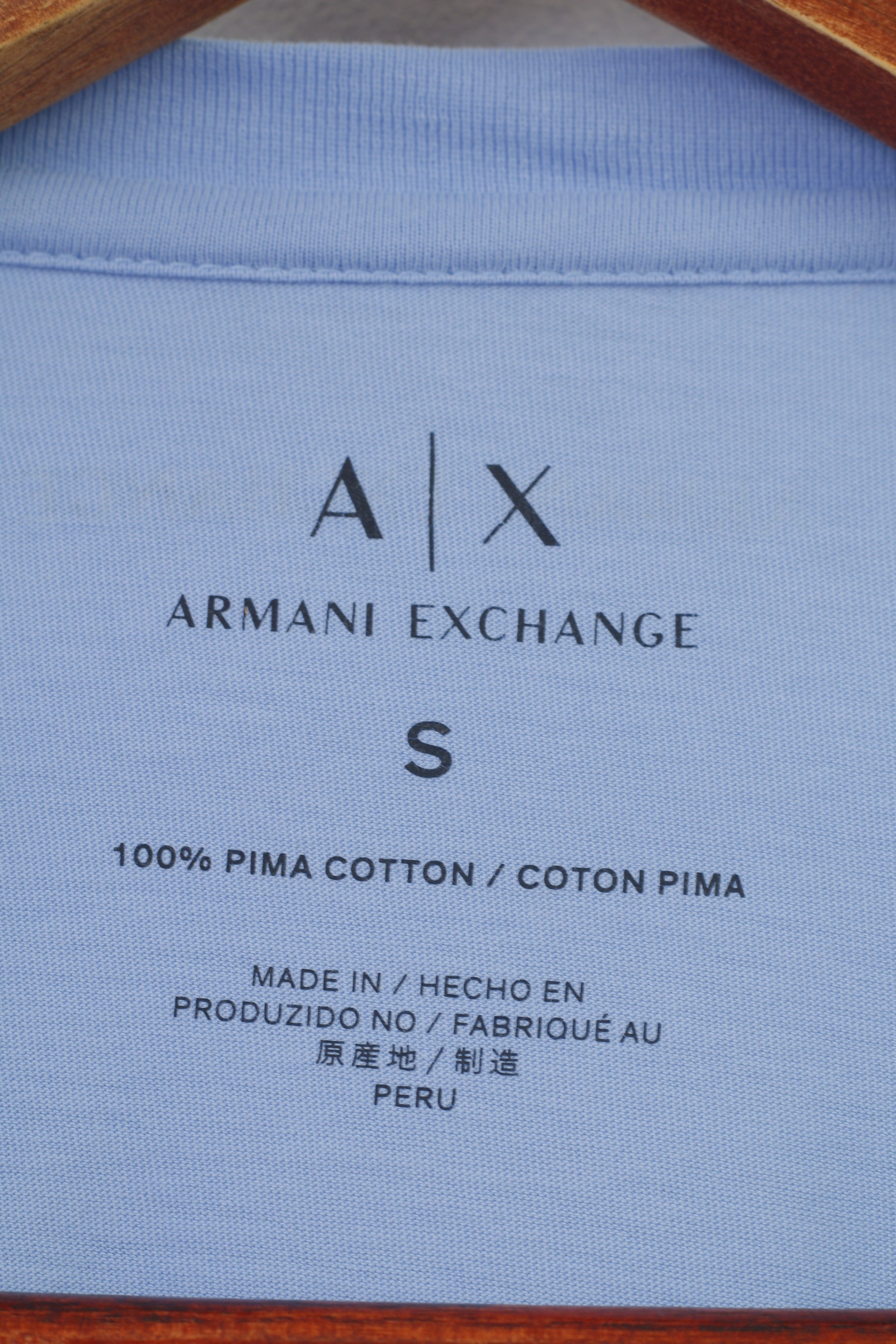 Armani Exchange T-Shirt Donna S Collo a V Blu Cotone Manica Corta