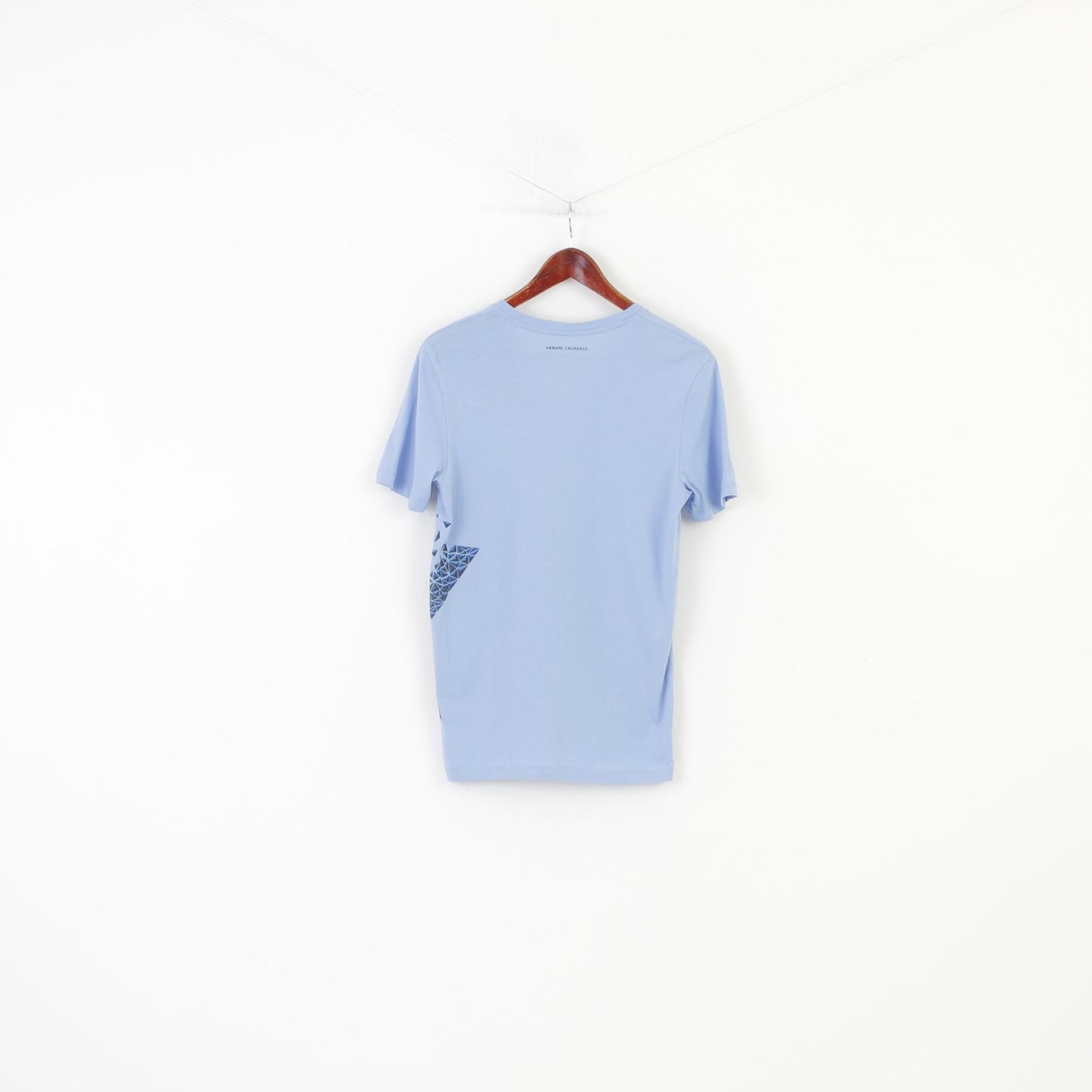 Armani Exchange Woman S T-Shirt V Neck Blue Cotton Short Sleeve Top