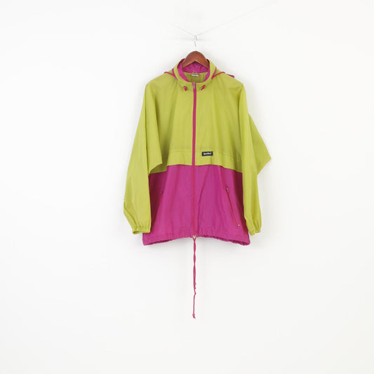 Sportino Woman M Jacket Sport Pink Full Zipper Vintage Oldschool 90s Nylon Hood Oversize Top