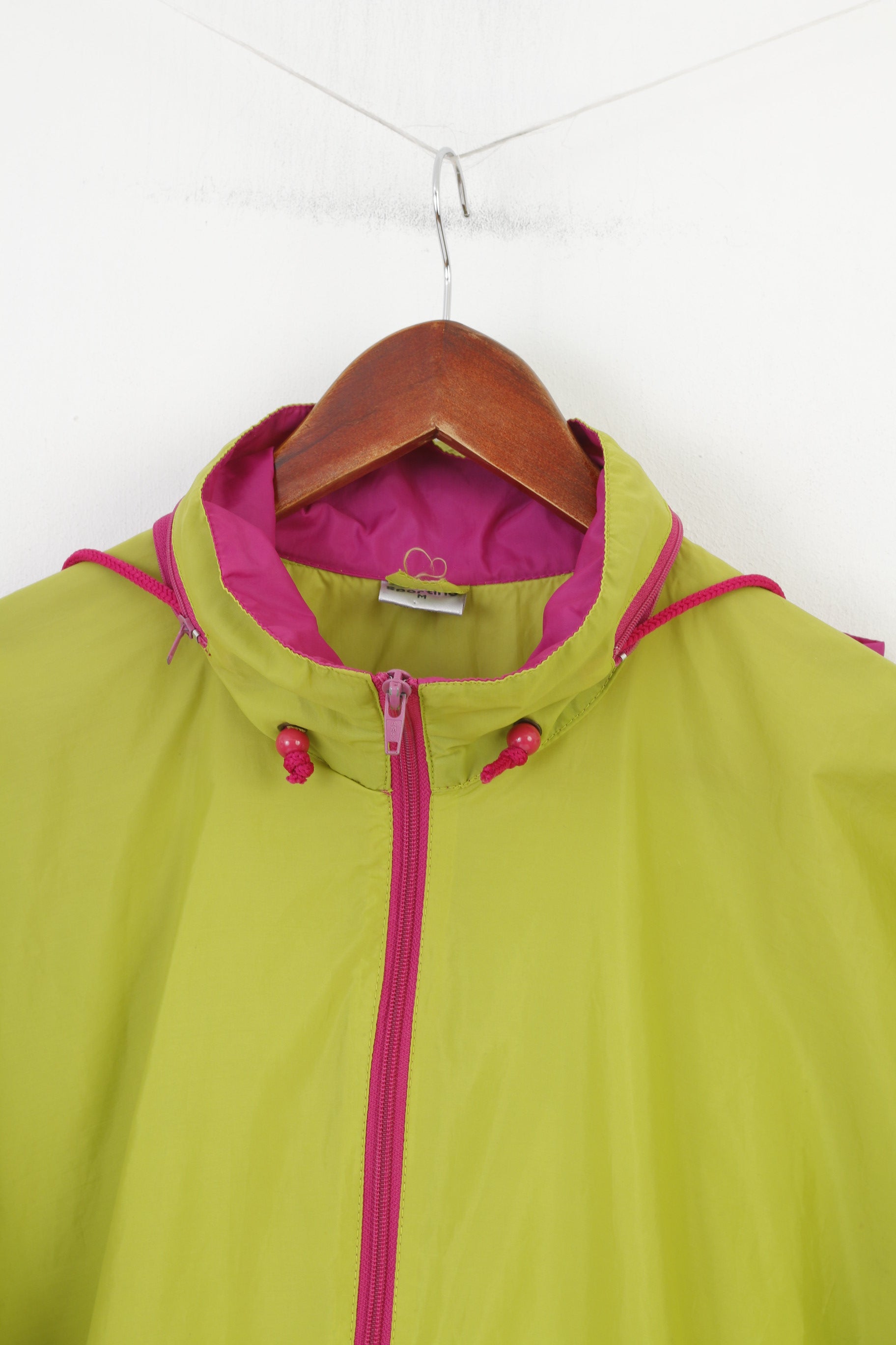 Sportino Woman M Jacket Sport Pink Full Zipper Vintage Oldschool 90s Nylon Hood Oversize Top