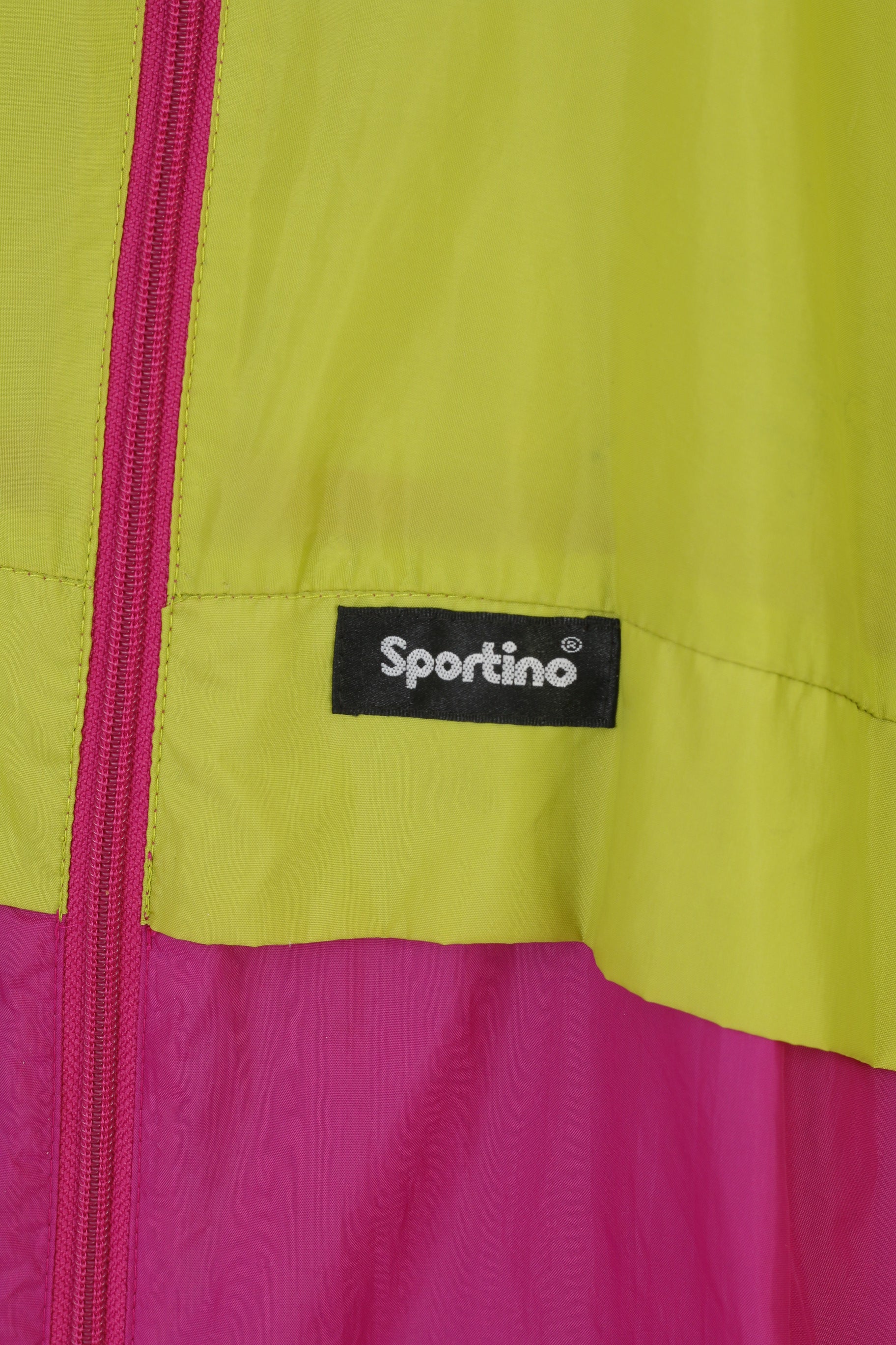Sportino Woman M Jacket Sport Pink Full Zipper Vintage Oldschool 90s Nylon Hood Oversize Top