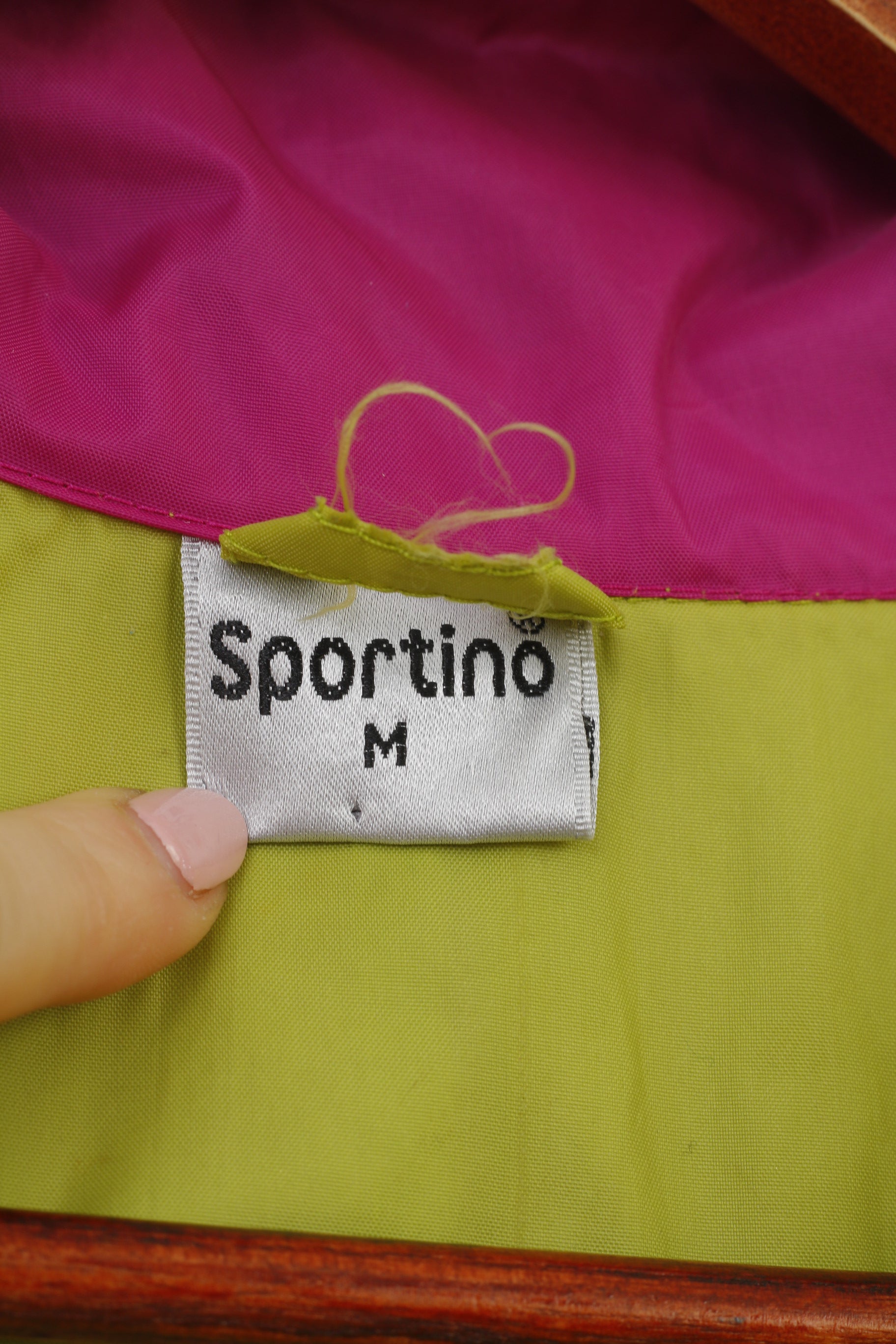 Sportino Woman M Jacket Sport Pink Full Zipper Vintage Oldschool 90s Nylon Hood Oversize Top