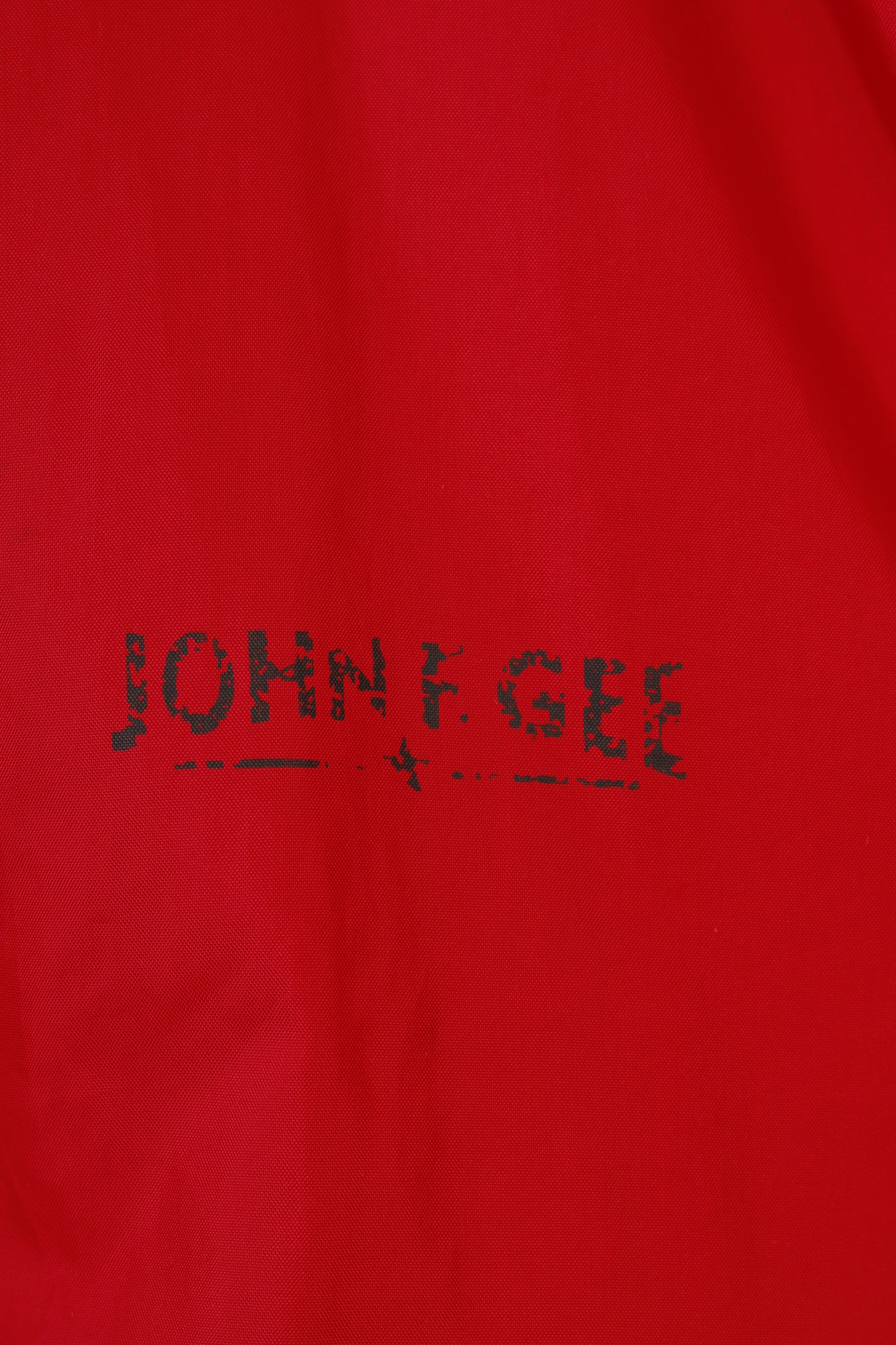 John F.Gee Men 3XL Jacket Red Full Zipper Hood Vintage Oldschool 90s Top