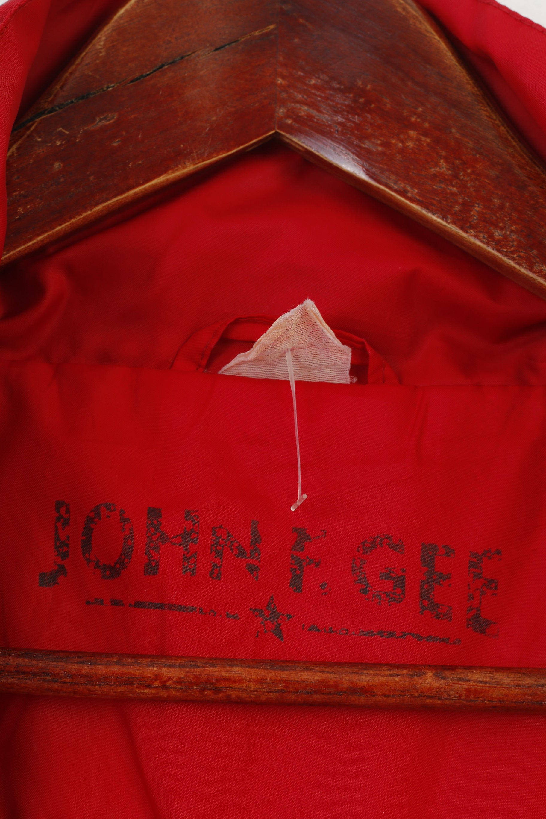 John F.Gee Men 3XL Jacket Red Full Zipper Hood Vintage Oldschool 90s Top