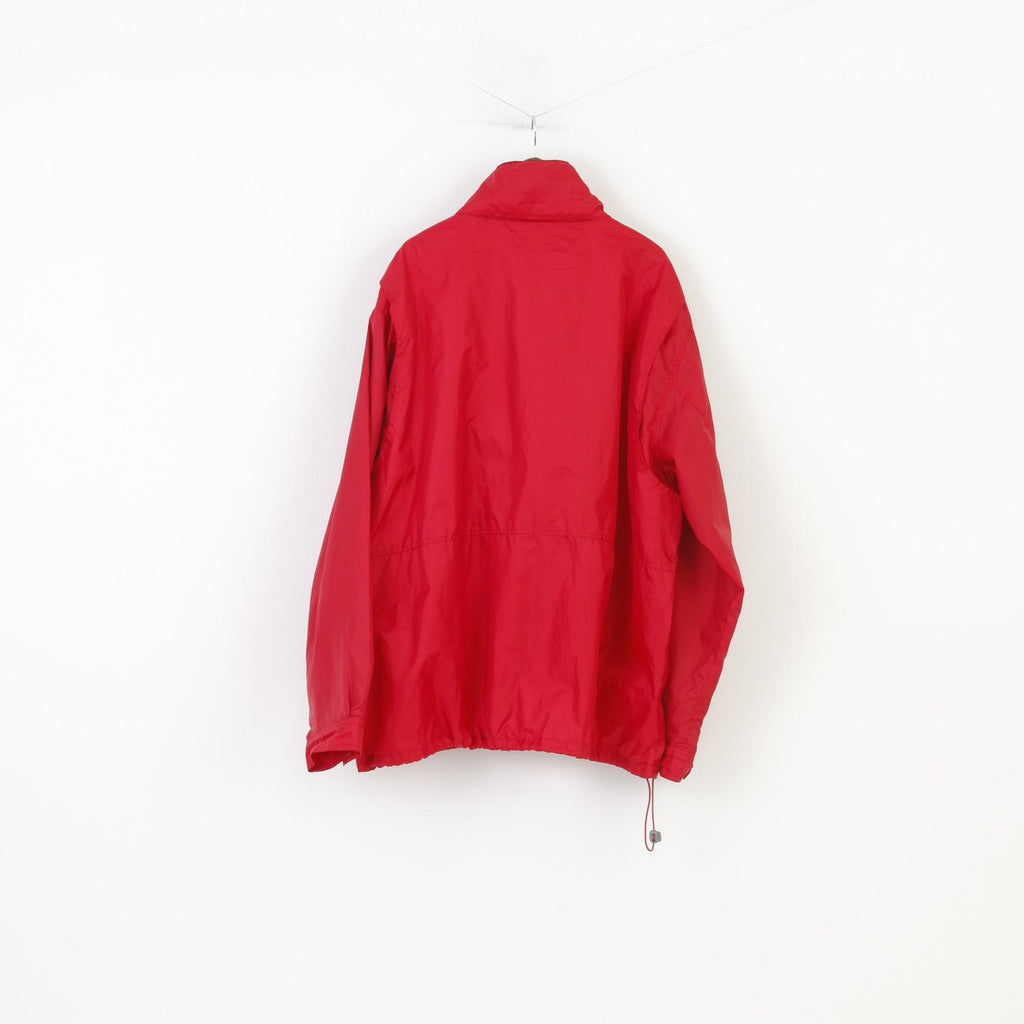 John F.Gee Men 3XL Jacket Red Full Zipper Hood Vintage Oldschool 90s Top