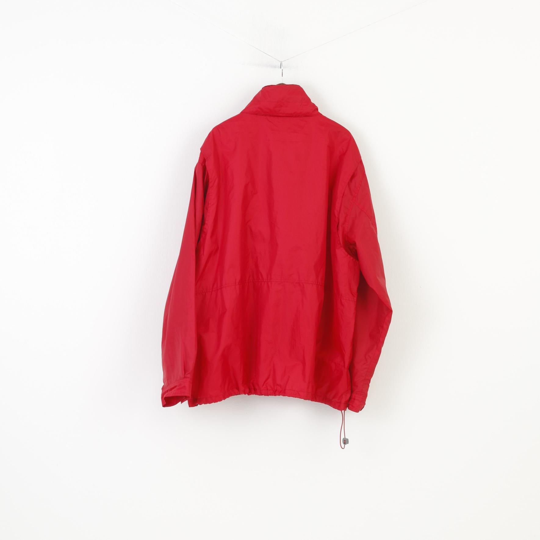 John F.Gee Men 3XL Jacket Red Full Zipper Hood Vintage Oldschool 90s Top