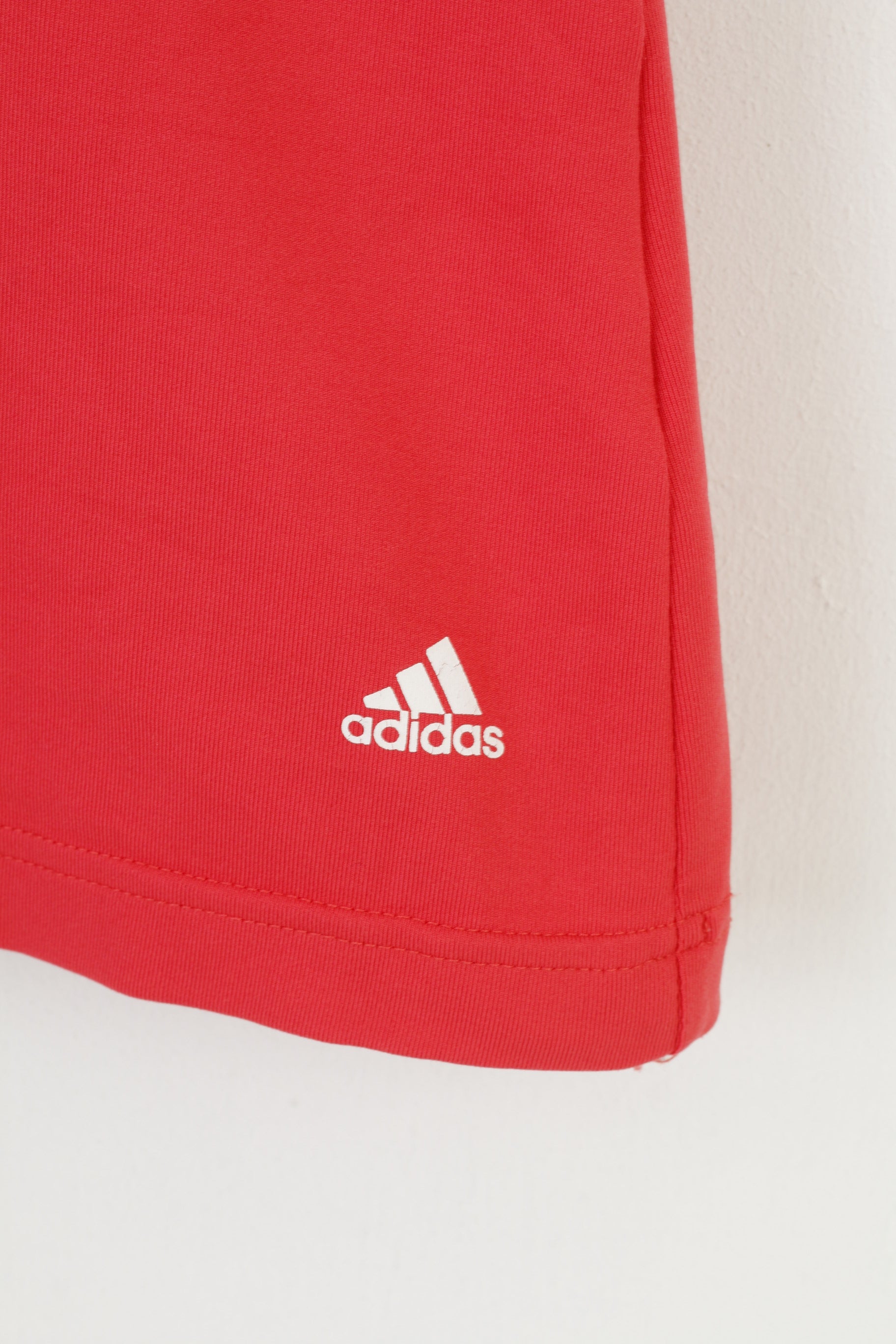 T-shirt Adidas Donna 16 M scollo a V corallo 3 strisce manica corta elasticizzata vintage top