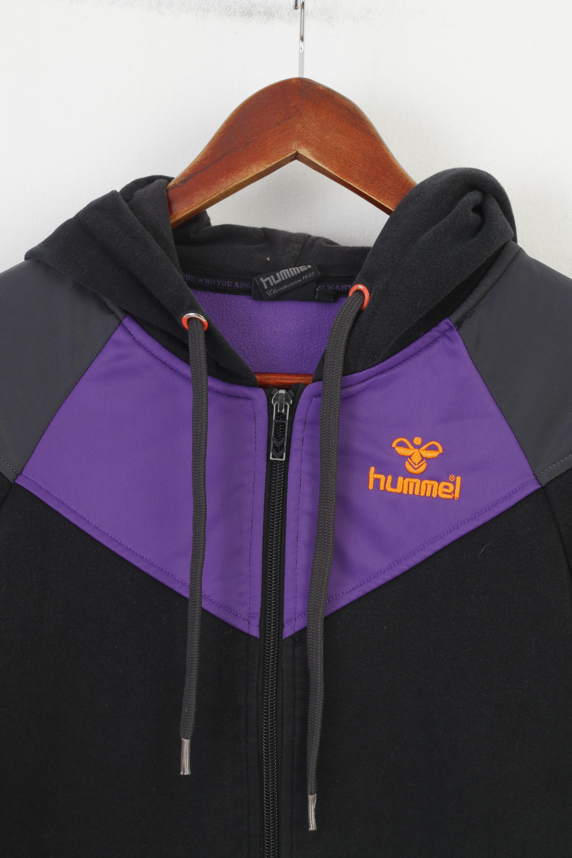 Hummel Garçons XL 14/15 Âge Sweatshirt Noir Full Zipper Hood Sport Cotton Top